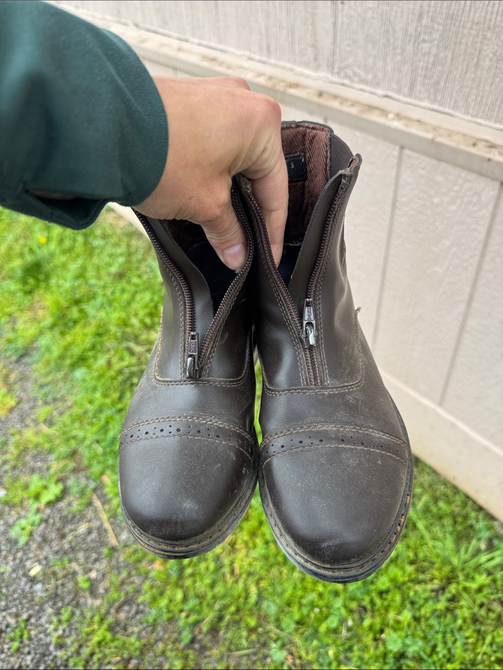 Kids Brown Leather Zip Ankle Boots